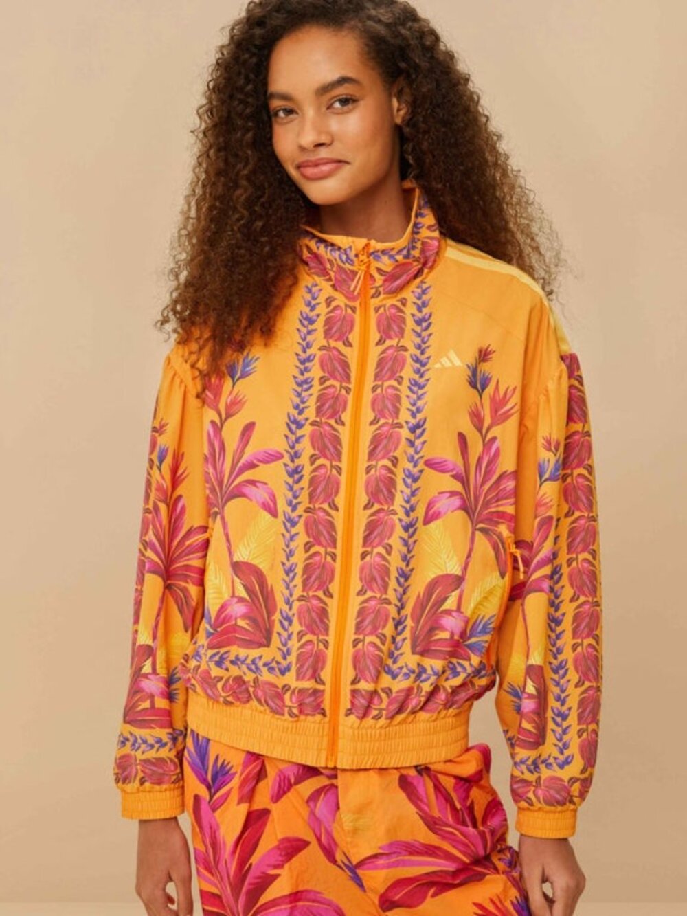 FARM Rio Adidas Tropical Breeze Jacket Women's Size M Bright Orange